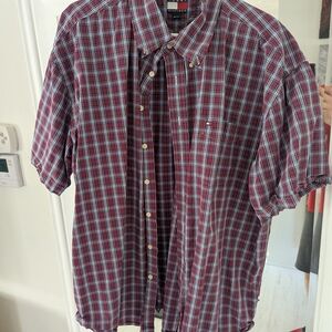 Tommy Hilfiger Red and Blue Plaid Button Down Shirt